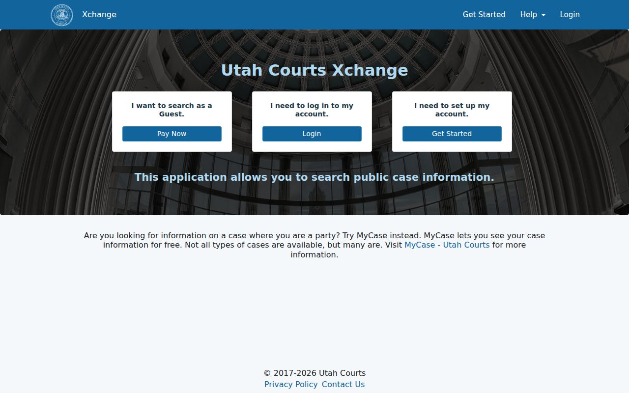 Grand County court case lookup through Utah Courts Xchange