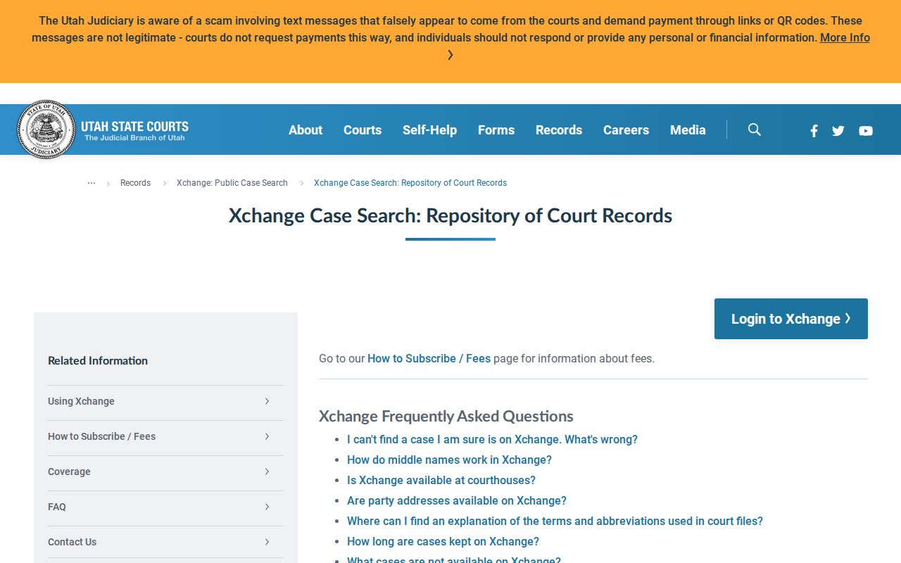 Grand County criminal case search limits in the Xchange FAQ