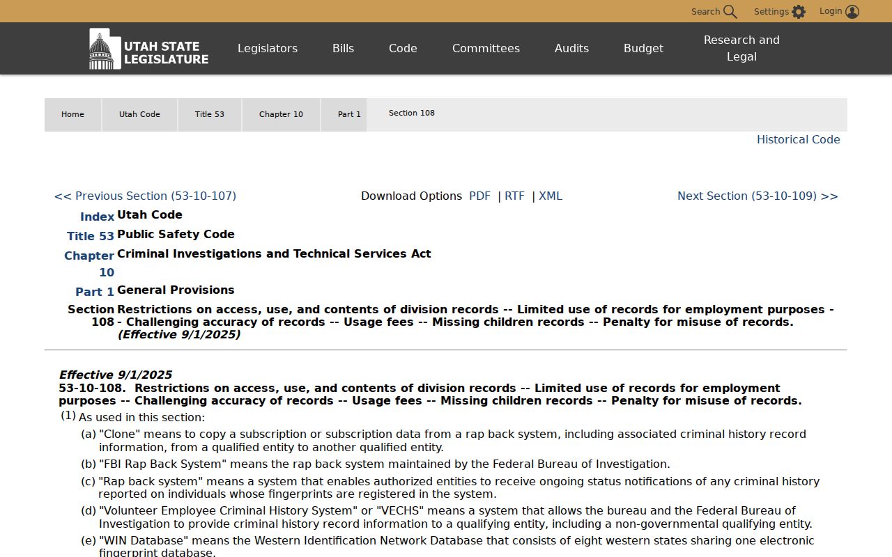 Grand County criminal history access and restriction law