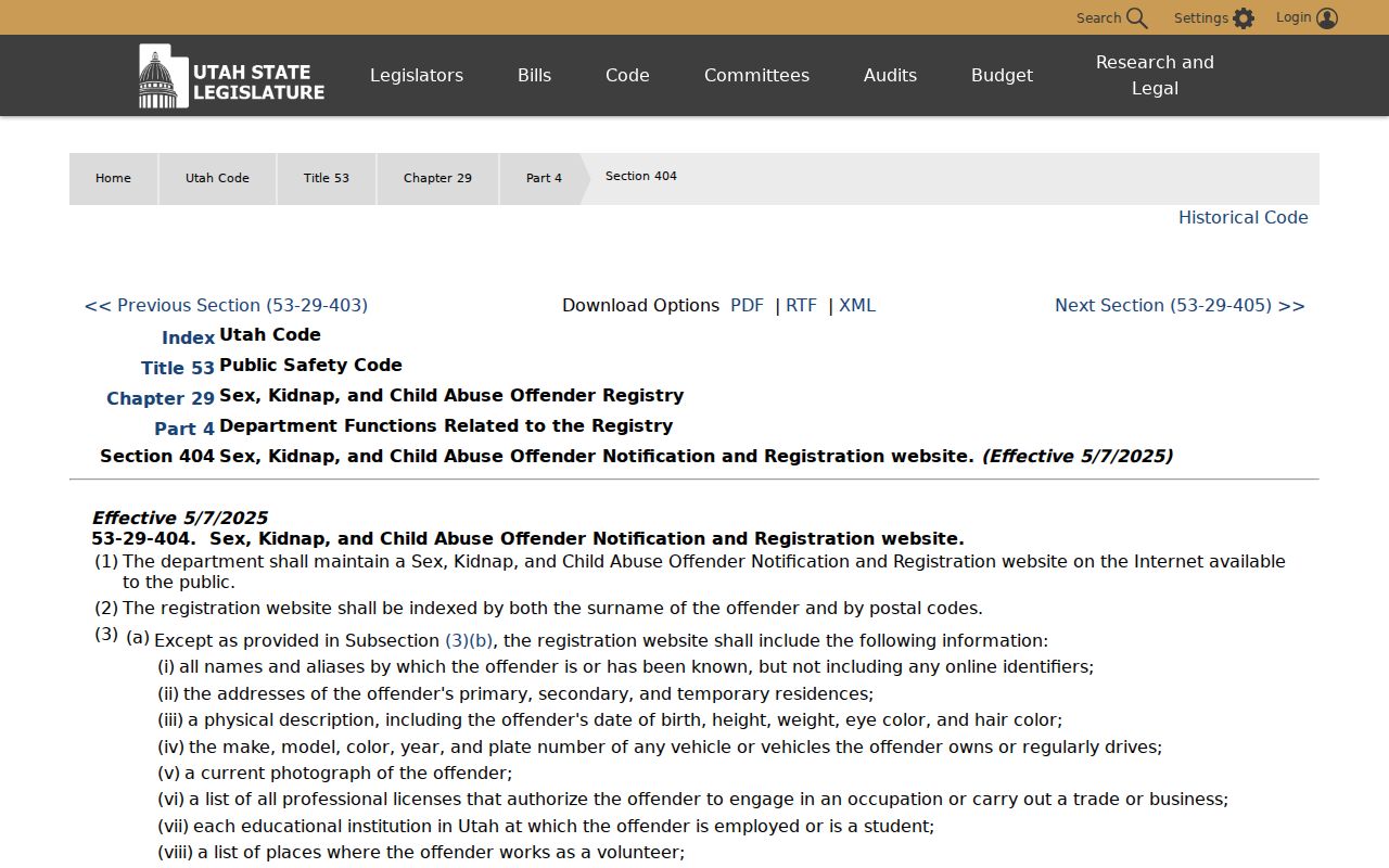 Grand County sex offender registry website and lawful-use statute