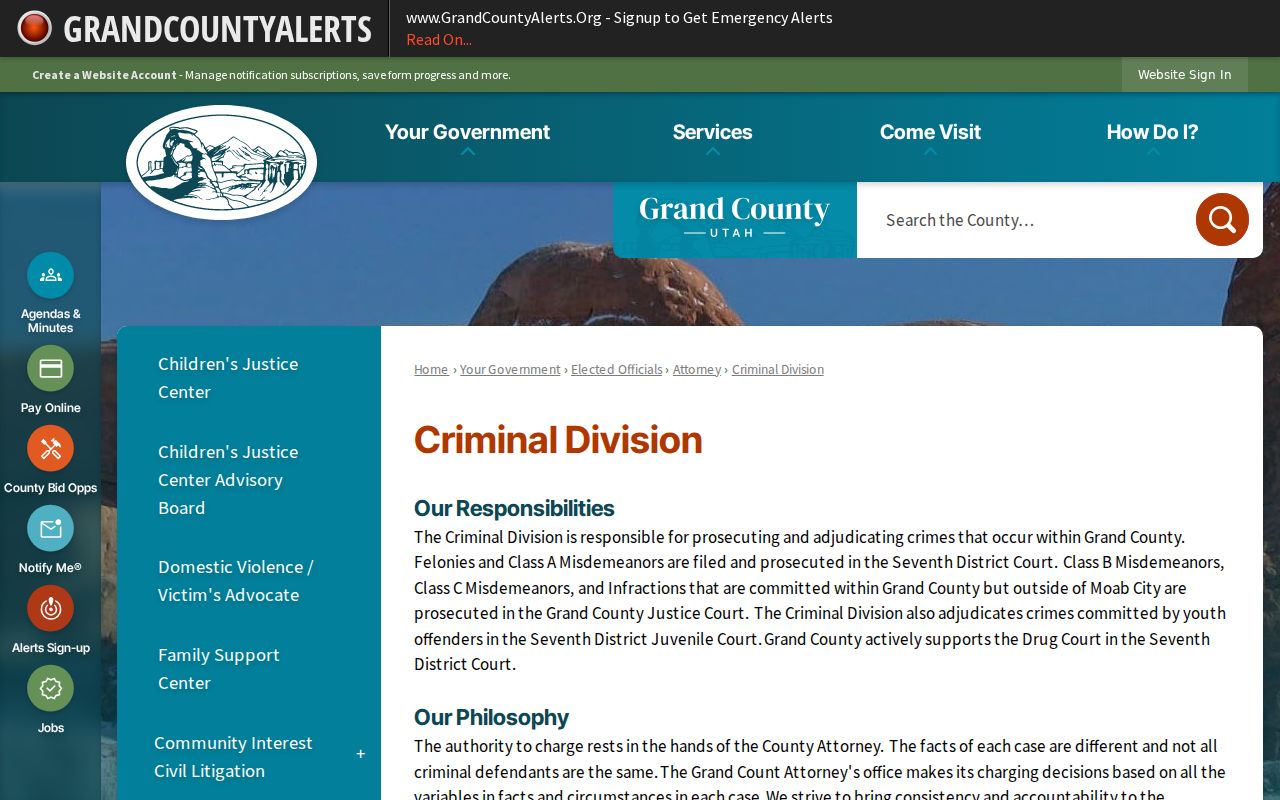 Moab criminal case records routing through Grand County prosecution divisions
